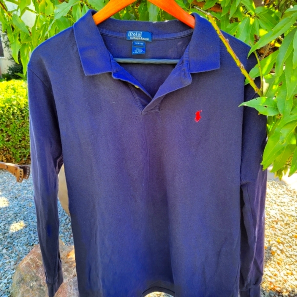 Dark Blue Polo by Ralph Lauren Long Sleeve Polo Shirt Boys Large 16/18